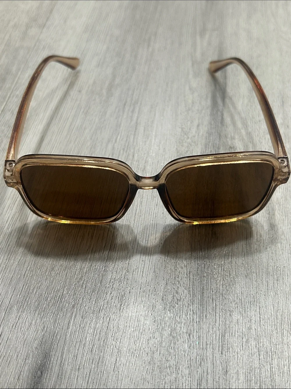 Girls Retro Rectangular Amber Sunglasses